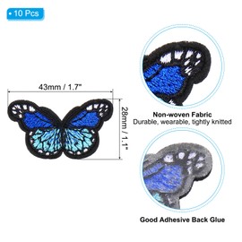 PATIKIL Butterfly Iron on Patch,10 Pcs Butterfly Embroidered Applique Sew on Decorative Patches for Repair Decoration Clothing Hats Jackets Backpack, 1.7" Lx1.1 W, Dark Blue