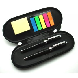Unbranded Deluxe Pen Set with Leather Pen Bag and Note Pad - The best choice for gift.