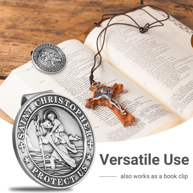 2PCS St Christopher Medal for Car Visor Clips, Catholic Gift