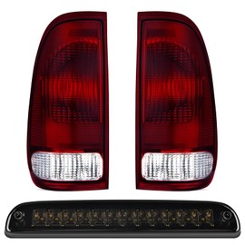 Nilight Taillight Assembly Compatible with 1997 1998 1999 2000 2001 2002 2003 2004 2005 2006 2007 Ford F150 Styleside F250 F350 F450 F550 Super Duty Smoke Rear Tail Light Lamp OE Style Pair
