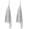 Suyi Trendy Women Earrings Metal Mesh Grid Sequins Tassel Long