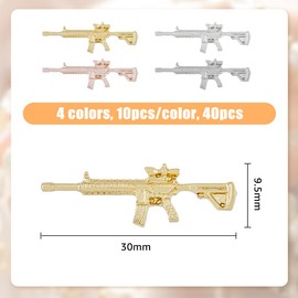 HOBBIESAY 40Pcs 4 Colors Zinc Alloy Gun Weapon Charm Pendant Connector 3D Nail Art Decorations Metal Submachine Gun Charms for Jewelry Making DIY Nail Art Decoration Nail Accessories