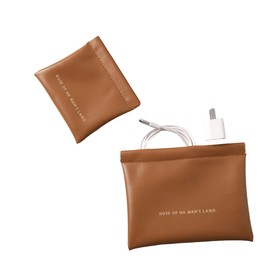 Small 2-piece makeup bag, portable makeup bag, data cable headset glasses storage bag, sanitary napkin storage bag, wallet coin bag，holiday gift (brown)