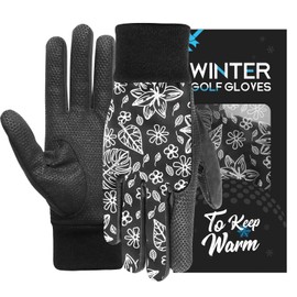 AXKAL Golf Gloves Winter Thermal Both Hands Windproof Waterproof for Men Women Pair, Winter Golf Gloves Warm Cold Weather Grip Performance Black Dark (Dark, XL)