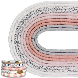 MIIIM 3600 PCS 10 Strands Polymer Clay Beads for Jewelry Making, Vinyl Heishi Beads 6mm for Surfer Bracelets Necklace Making (Memory)