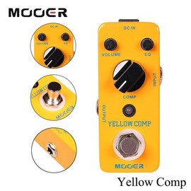 MOOER Compressor Pedal, Yellow Comp Mini Portable Compression with True Bypass, EQ and Volume Adjustable, Classic Optical Compressor Pedals for Electric Guitar Bass