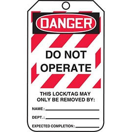 Accuform Lockout Tags, Pack of 5, Do Not Operate, US Made OSHA Compliant Tags, Tear & Water Resistant PF-Cardstock, 5.75"x 3.25", MLT406CTM
