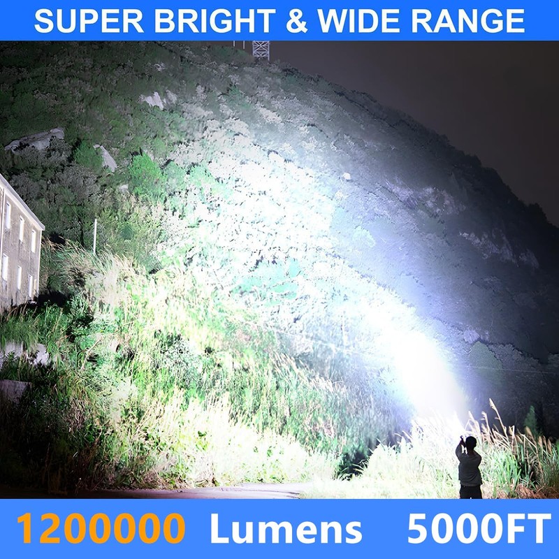 Flashlights LED High Lumens Rechargeable, Heavy Duty Powerful Flashlight, Super