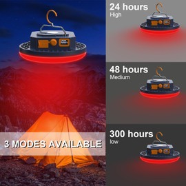 AODOO 2pcs 10000mAh Rechargeable Camping Light Brightness Stepless Dimming, IP45 Waterproof Tent Light Power Failure (RED)