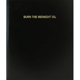 BookFactory Burn The Midnight Oil Log Book/Journal/Logbook - 120 Page, 8.5"x11", Black Hardbound (XLog-120-7CS-A-L-Black(Burn The Midnight Oil Log Book))