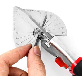 Multi Angle Miter Shear Cutter Hand Tools,45-135 Degree Adjustable Angle Scissors Trim Shears Tools for Vinyl Wood Molding Trim, 2 Extra Spare Blades Included