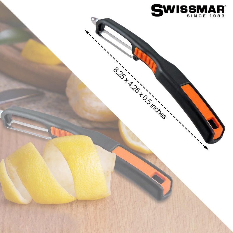 Swissmar Swiss Non-Slip Double Edge Straight Peeler - Easy-Grip Stainless
