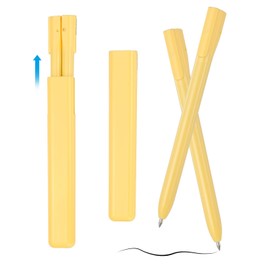 PATIKIL 4 Pcs 0.5mm Rollerball Pens, Gel Ink Pens Black Red Ink Quick Dry Smooth Writing Cute with Holder for Gift Friends Classroom Writing Office, Yellow