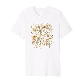 Vintage Wildflower Embroidery Botanical Premium T-Shirt