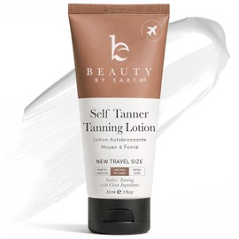 Beauty by Earth- Loción autobronceadora bronceadora: con ingredientes naturales y orgánicos, loción autobronceadora en tamaño de viaje, sin