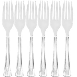 Lillian Tablesettings 48 Count Premium Plastic Fork, Clear