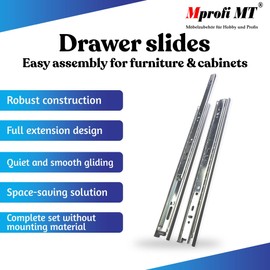 Mprofi MT® Drawer Runners - 35mm - Rails for Drawers - Pull-Out Rails - Easy to Install - Drawer Rail System - Full Extension (2, 350mm)