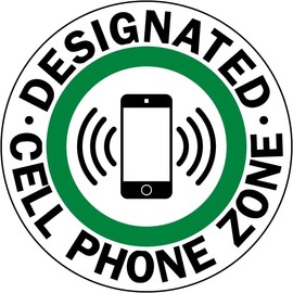 Designated Cell Phone Zone Sign Facility Warehouse 12-Inch Circular Round Metal Tin Sign – Warning & Safety First (C2572)