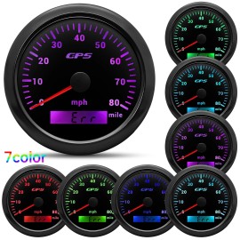 MAIMEIMI 85mm GPS Speedometer 0-80MPH w/ Tacho 6000RPM Fuel Water Volt Oil Pressure Gauge