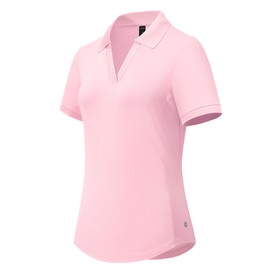 MIER V-Neck Polo Shirts for Women Short Sleeve UPF 50+ Sun Protection Golf Tennis Active Collared Tops Dry Fit, Light Pink, S