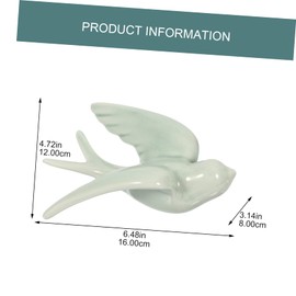 Sosoport Ceramic Bird Wall Hanging Ornament Elegant Green Sculpture for Living Room Bedroom Garden Decor Unique Ceramic Wall Art for Home Office Decoration