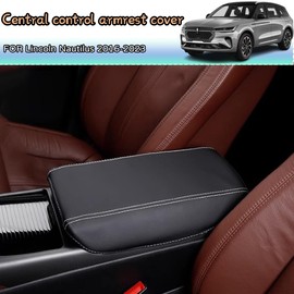 Kakash Custom Interior Accessories for Lincoln Nautilus 2016-019 2020 2021 2022 2023 Leather Center Console Cover Armrest Pad,Waterproof Anti-Scratch Protector Your Armrest(Gray Stitches)