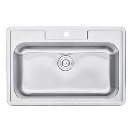 CozyBlock 33 x 22 x 9 Inch Top-mount/Drop-in Stainless Steel Single Bowl Kitchen Sink with Strainer and Dishrack - 18 Gauge Stainless Steel-1 Faucet Hole