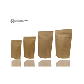 Jamo Solutions Extra Thick Kraft Paper Aluminium Stand Up Pouch with Zip Lock - Resealable Food Storage Bag for Coffee, Tea - Food Grade Pouch - 50 x 100ml