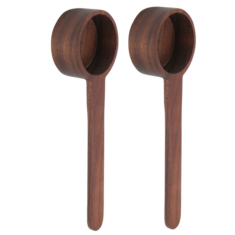 2Pcs Walnut Coffee Bean Measuring Spoon Food Grade Salt Spoon