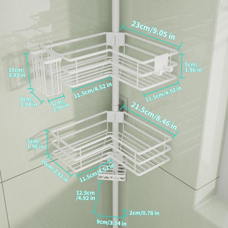 HapiRm Corner Shower Caddy Organizer - Shower Organizer Corner with