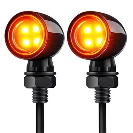 Benlari Motorcycle Bullet Turn Signal Lights, 8mm Turn Signal Lights, 4 LEDs Amber Blinkers Turn Lights Fit for Honda Yamaha Suzuki Kawasaki Harley Chopper Bobber, Gloss Black, 2PCS