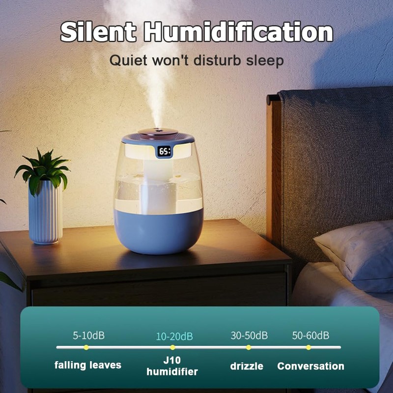 DONGKER Double Spray Humidifier,1L Silent USB Digital Display Humidifier with