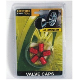 Set of 5 Car Valve Caps Aluminium Red