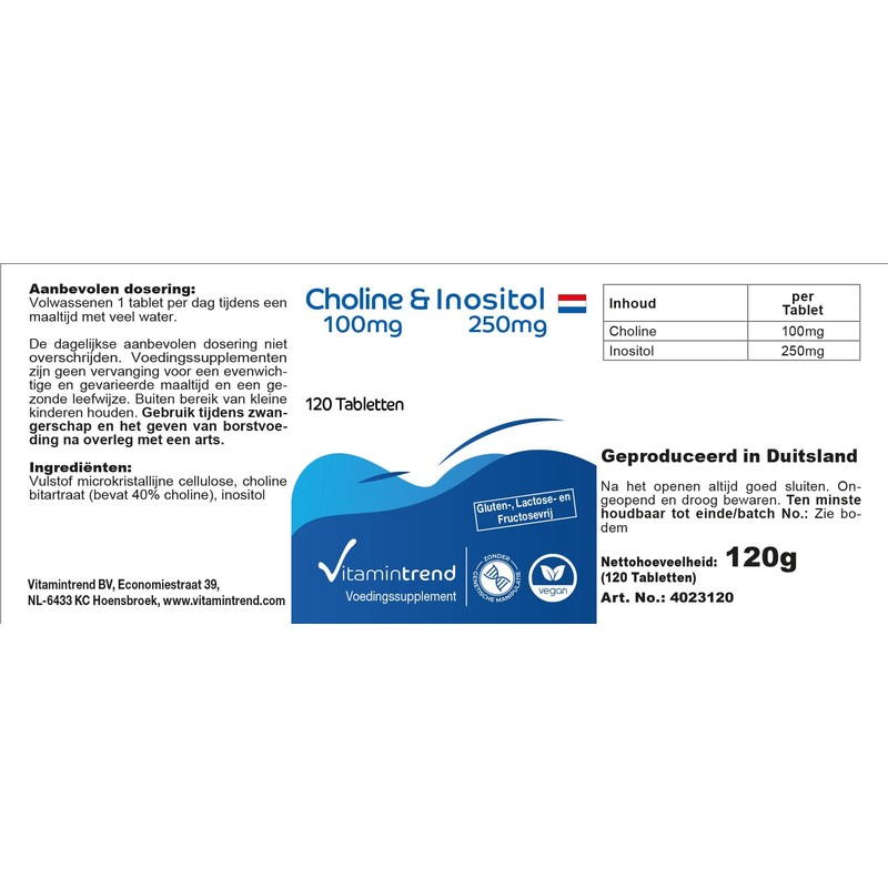 Cholin & Inositol - mit 100mg Cholin und 250mg Inositol