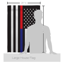 US Thin Red and Blue Line House Flag - Pack Armed Forces Service All Branches Support Honor United State American Military Veteran USA Embroidery - Banner Small Garden Yard Gift Double-Sided 28 X 40