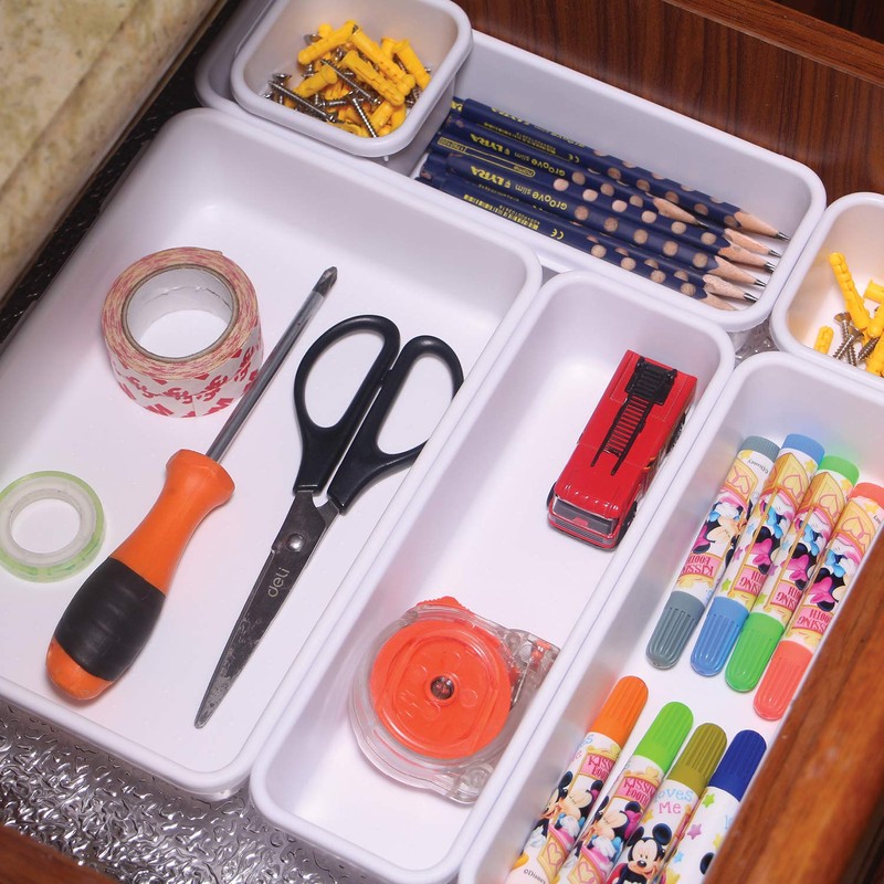 Set of 12 Interlocking Desk Drawer Organizer Tray Dividers Plastic