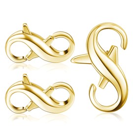 3 Pieces Lobster Clasp Double Opening Lobster Clasp Lock Necklace Connector Bracelet Extender Clasps for DIY Jewelry Repair Kit Bracelet Necklace Jewelry Closing (Golden,0.51 x 0.24 Inch)