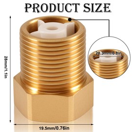 Pack of 2 Brass Check Valve 1/2 Inch, 1/2 Inch Male x 1/2 Inch Female Thread, DN15 Backflow Preventer with Internal Thread and Male Thread, Brass Check Valve Waste Water for Water Pipe, Water Heater