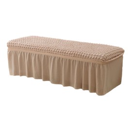GERLNF Stretch Dining Bench Cover, Soft Seersucker Bench Slipcover with Skirt Spandex Removable Washable Dining Room Bench Covers for Banquet Bedroom (Beige,Medium)