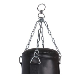 BAY® Solo Fighter Punch Bag 9 kg Approx. 80 x 28 cm Filled with Steel Chain Leather PU Swivel for Women Men Teenagers Children and More Sandbag Kids Junior Teens Black/Red Ready Filled + Steel Chain