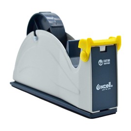 WOD TTD1SD Tabletop Steel Desktop Tape Dispenser, Blue & Gray - Fits Tape up to 1 inch Wide, Holds 3 inch core, Weighted Rubber Base for Stability