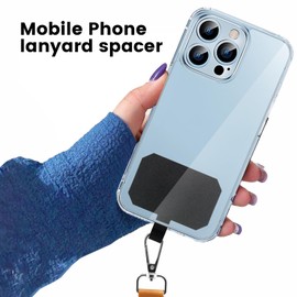 MAXCURY 5 Pack Phone Lanyard Tether Tab, Safety Cellphone Lanyard Connector, Universal Durable Lanyard Patch for Phone Strap, Replacement Part Compatible with Most Smartphones (Black - 5 Pack)