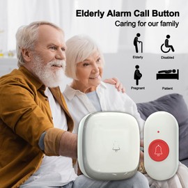 Fall Alert Devices for Elderly, Wireless Caregiver Pager Panic Button 500+ft for Home/Elderly/Pregnant Women/Disabled,2 Receiver+2 Transmitters