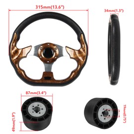 GONMOT 12.5" D-Shaped Boat Steering Wheel with 3/4“ Tapered Shaft, Wood Grain Axle Marine Steering Wheel for Seastar and Verad, etc. for Marine Boats, Vessels, Yacht, Pontoon Boat