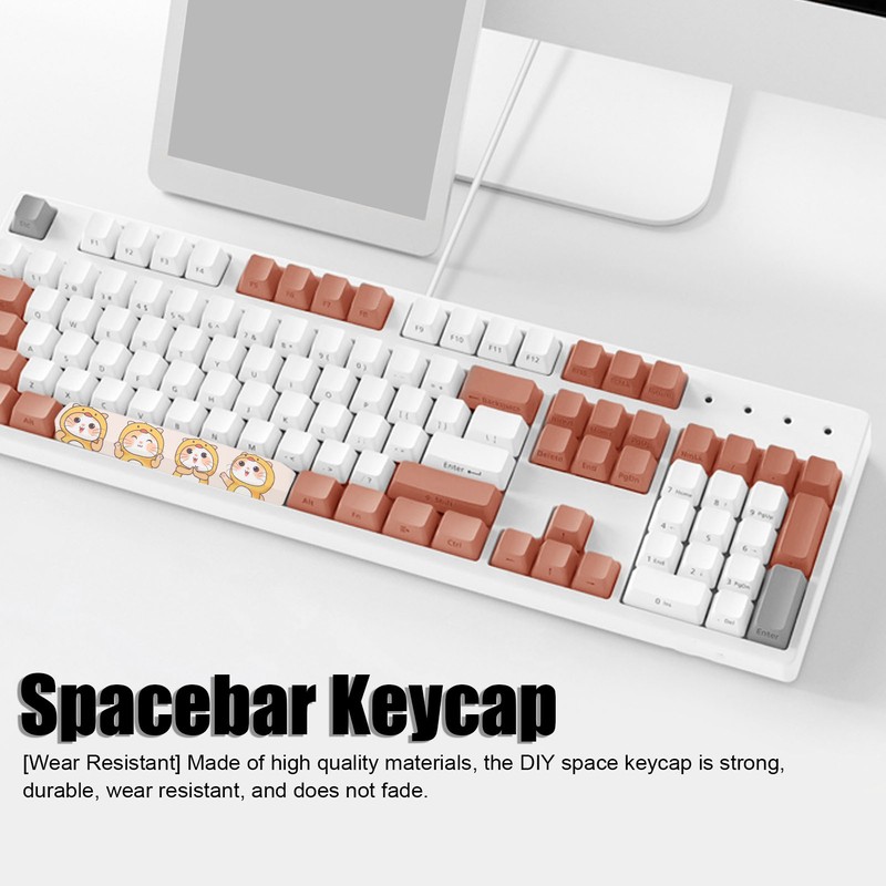 Spacebar Keycap PBT Cute Cartoon Cat Pattern DIY Universal Mechanical