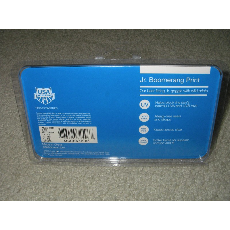 Speedo New Speedo Jr. Boomerang Print Swim Goggles - Kelly