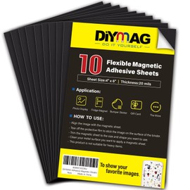 DIYMAG Magnetic Adhesive Sheets, 4" x 6" 10 Pack Cuttable Magnets Flexible Magnet Sheets with Adhesive for Crafts Photos Classroom Decorations Easy Peel and Stickers for Planning and Organization