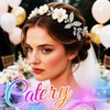 Catery Crystal Wedding Headband Flower Hair Vine Silver Bridal Headpieces