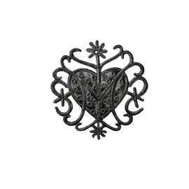 Haitian Art-inspired Veve Design, Freda Veve Heart, 4" Haiti, Ornament, Handmade, Unique Metal Ornaments