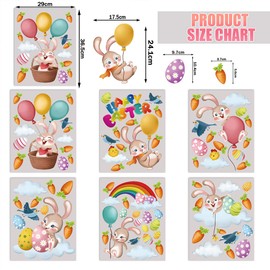 CCINEE Easter Bunny Window clings Stickers,Egg Chick Window Decals Decoration for Kids Home Party Supply Decor,6 Sheets